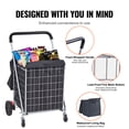 thumbnail image 4 of SKYSHALO Folding Shopping Cart, 200 lbs Max Load Capacity, Grocery Utility Cart with Rolling Swivel Wheels and Bag, Heavy Duty Foldable Laundry Basket Trolley Compact Lightweight Collapsible, Silver, 4 of 9