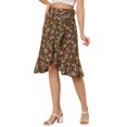 thumbnail image 1 of Unique Bargains Jupe Portefeuille à Volants Évasée Taille Haute Basse à Fleurs pour Femmes, 1 of 5