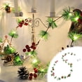 thumbnail image 1 of Christmas String Lights With Pines Cones Bells Pines Needles And Red Berries Decorative Light Requires 3 Aa Batteries Not Included, 1 of 8