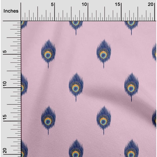 oneOone Polyester Lycra Fabric Peacock Feather Ikat Fabric Prints By Yard 56 Inch Wide