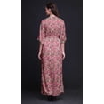 thumbnail image 3 of Bimba Rayon Cabbage Leaves Smocked Waist Printed Gown Maxi Side Slit LadiesDress-Large, 3 of 6