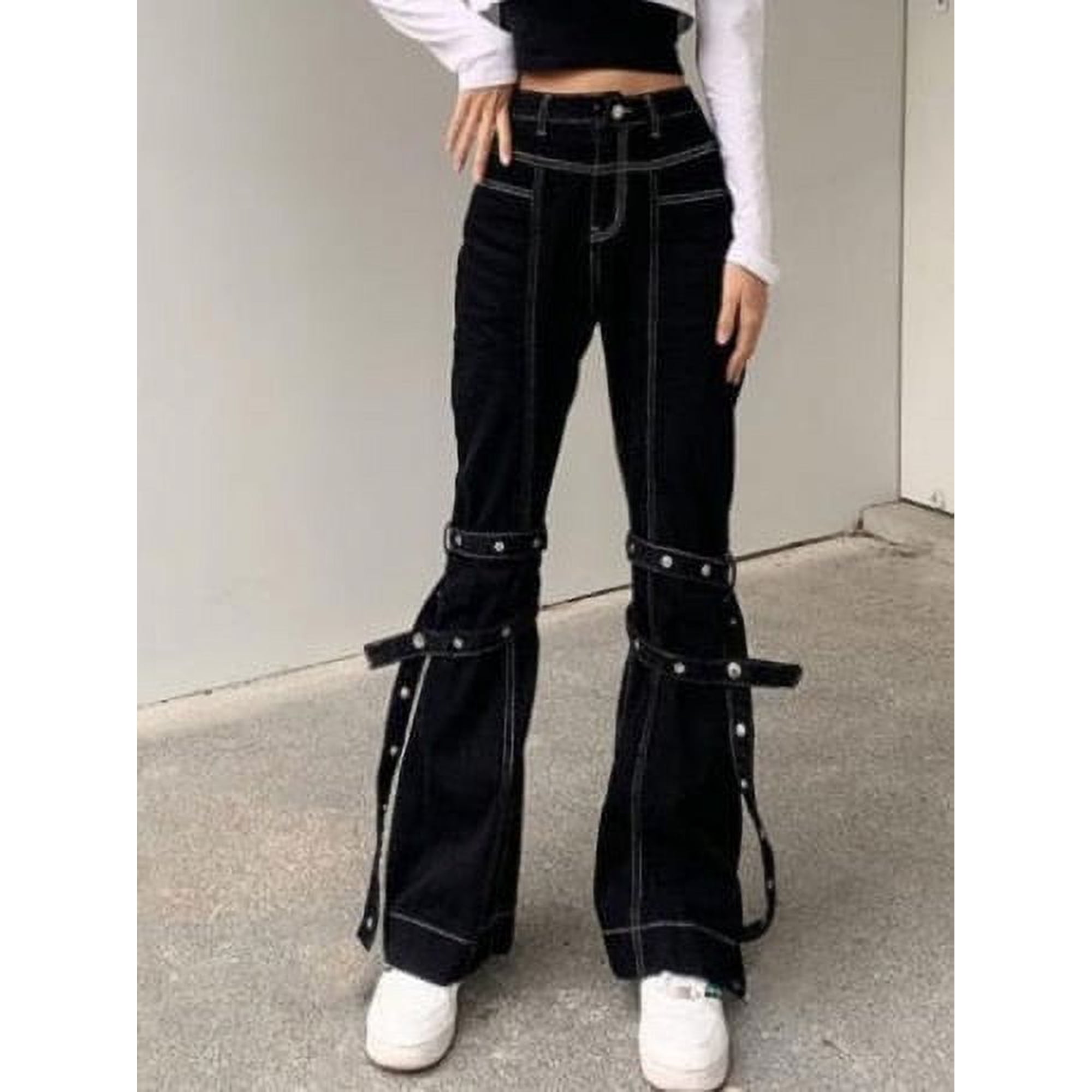 Y2k Techwear Wide Leg Cargo Pants Grunge Low Waist Baggy Jeans