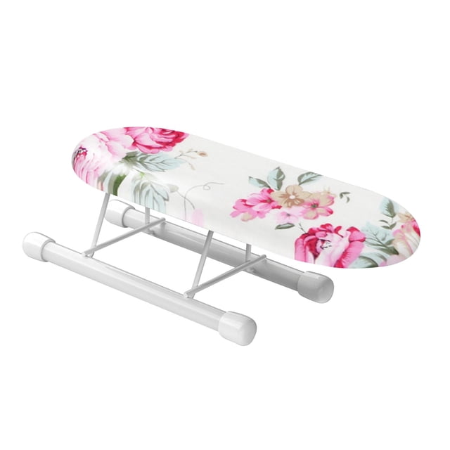 veasfak Small Tabletop Ironing Board Ironing Cuffs Neckline Foldable Legs for Apartments Colorful
