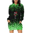 thumbnail image 2 of Jsaierl Robe à Capuche de Noël pour Femmes à Manches Longues, Tunique à Capuche à Imprimé Verre de Noël, Chandail de Noël, Robe de Fête avec Poches, 2 of 4