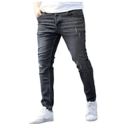 Men's Jeans Relaxed Fit Men's Slim Fit Stretch Denim Jeans Spring Summer Breathable Skinny Casual Jeans Jeans De Travail Homme Black S