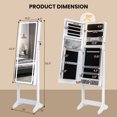 thumbnail image 3 of Costway Armoire à Bijoux avec Miroir à DEL, Organisateur sur Pied avec Lumière Intégrée à 3 Couleurs, 3 of 10