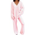 thumbnail image 1 of LUXUR Ensemble de Pyjama Épais en Polaire pour Femmes Rose L, 1 of 3