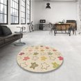 thumbnail image 4 of Ahgly Company Tapis de Zone Rond d'Intérieur Lavable à la Machine, Style Transitionnel, Vanille et Or, 8 Pieds Rond, 4 of 7