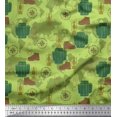 thumbnail image 1 of Soimoi Modal Satin Fabric Bag,Direction Compass & Shoes Travel Print Fabric by Yard 42 Inch Wide, 1 of 3