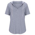 thumbnail image 3 of Timegard Hauts pour Femmes Col en V Manches Courtes Chandails à Capuchon à Cordon Chandail T-Shirt Confortable d'Été Tunique Décontractée, 3 of 5