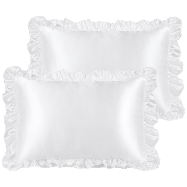 Unique Bargains Retro Satin Ruffle Pillowcases Envelope Closure 2pcs