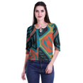 thumbnail image 4 of Moomaya Printed Keyhole Neck Ring Top Casual 3/4th Sleeve Tees Tank Tunic Top, 4 of 5