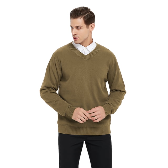 TOPTIE Mens Cotton Long Sleeve Sweatershirt V-Neck Basic Designed