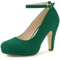 thumbnail image 1 of BLISSFUL STEP Women's Round Toe Stiletto High Heel Ankle Strap Pumps, 1 of 7