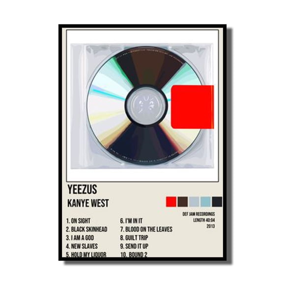 Rap Singer Kanye West Art Poster, Pop Music Album Cover High-definition Printed Canvas Painting, Home Wall Decoration, Frameless. Size: 50*70 cm, frameless.,DD03-11
