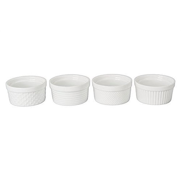 BIA Cordon Bleu 6-Ounce Texture Ramekins, Set of 4, White