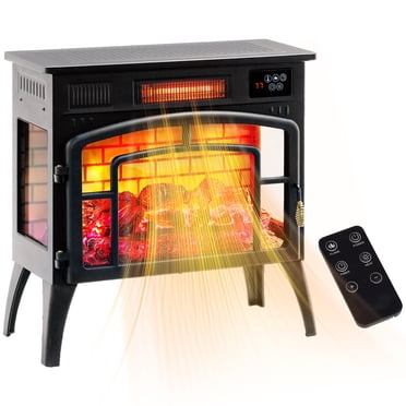 HOMCOM Foyer Électrique Infrarouge pour Intérieur, 1500 W, Noir