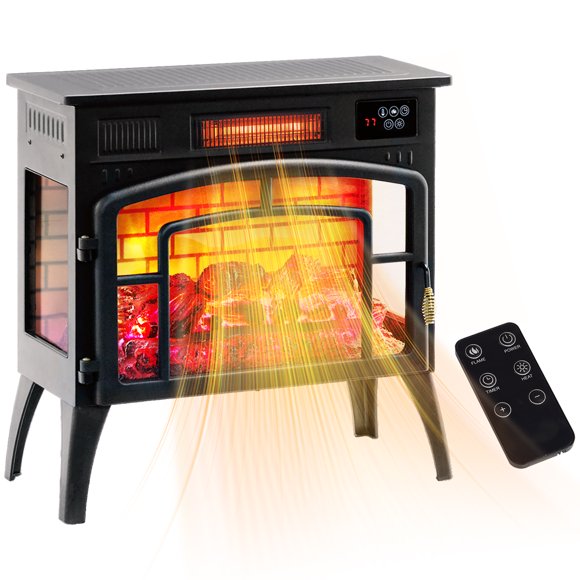 HOMCOM Infrared Electric Fireplace Heater for Indoor, 1500W, Black