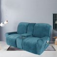 thumbnail image 3 of CHOK 2024 Housse de Causeuse Inclinable avec Console Centrale Housse Extensible en Velours pour Fauteuil Inclinable 2 Places avec Porte-Gobelet, 3 of 10