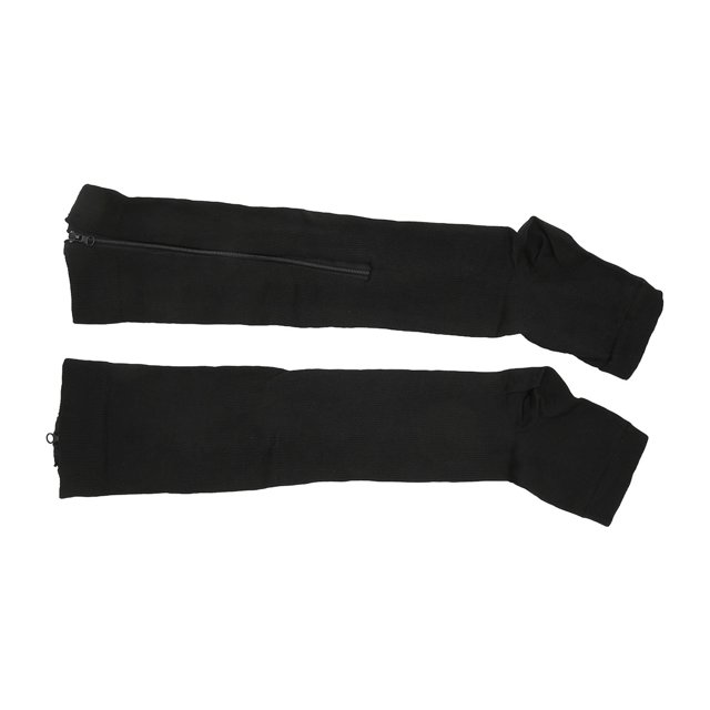 Compression Stockings, Decompression Open Toe Compression Stockings Zipper Promote Blood Circulation Elastic Leg Slimming Nylon For Sports For Men Skin Color,Black