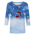 thumbnail image 4 of Meichang Hauts à Manches 3/4 pour Femmes Classiques de Noël Verre de Vin T-Shirts Graphiques Coupe Ample Col Rond Hauts Décontractés Cadeaux pour Femmes pour Noël, 4 of 4