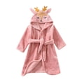 thumbnail image 1 of Kids Hooded Bathrobe, Toddler Robe with Belt for Boys and Girls, Soft Flannel Fleece Robe, Long Sleeve Bath Robe with Pockets for Children, 1 of 9