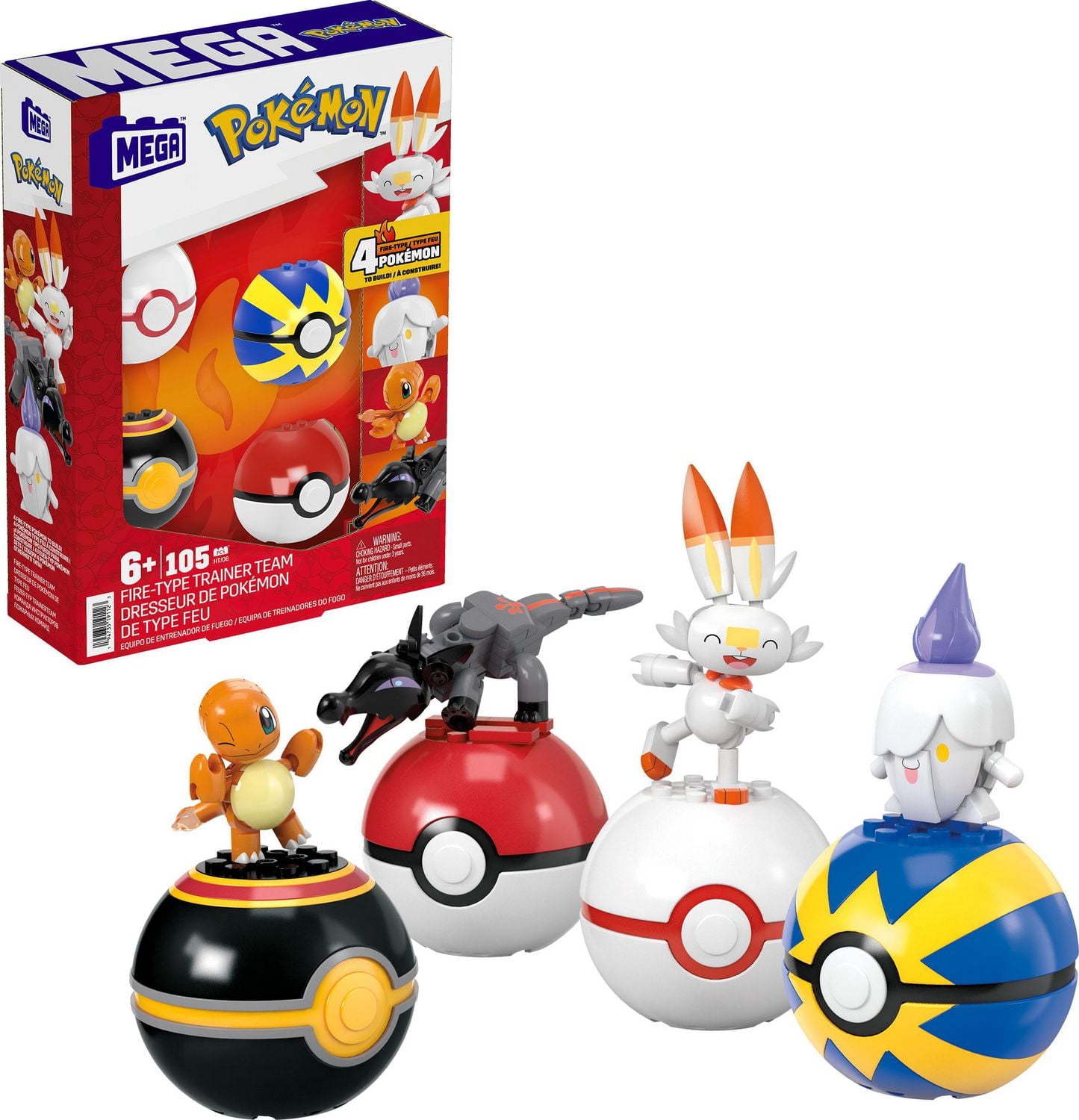 MEGA Pokémon Figurines articulées Équipe de type Feu (105 pces)