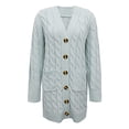 thumbnail image 4 of Pisexur Shacket Jacket Women Long Sleeve Cable Knit Long Cardigan Open Front Button Sweater Outerwear Pocketed Shirts Fall Jacket Shackets, 4 of 6