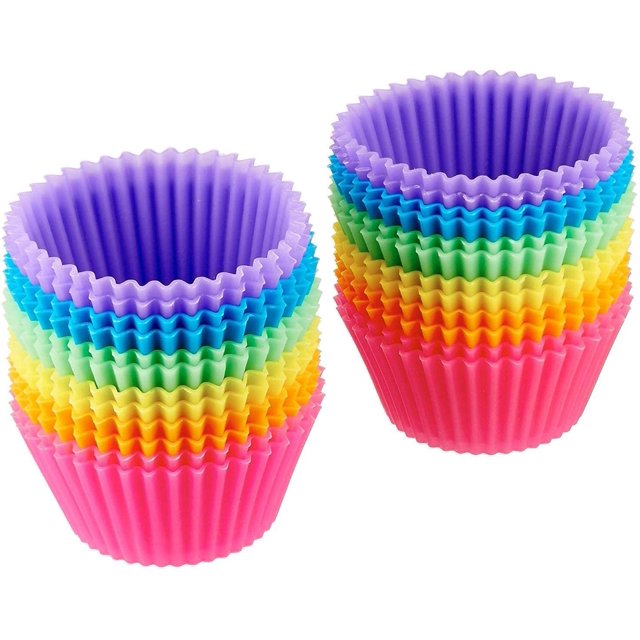Tasses de Cuisson Réutilisables en Silicone, Lot de 12, Multicolore