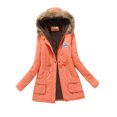 thumbnail image 1 of MAWCLOS Ladies Parka Jacket Drawstring Overcoat Trim Coat Casual Winter Hooded Outwear Orange 3XL, 1 of 2