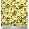 thumbnail image 1 of Soimoi Tissu Crêpe polyester Imprimé Feuilles & Roses au Mètre 52 Pouces de Large, 1 of 3