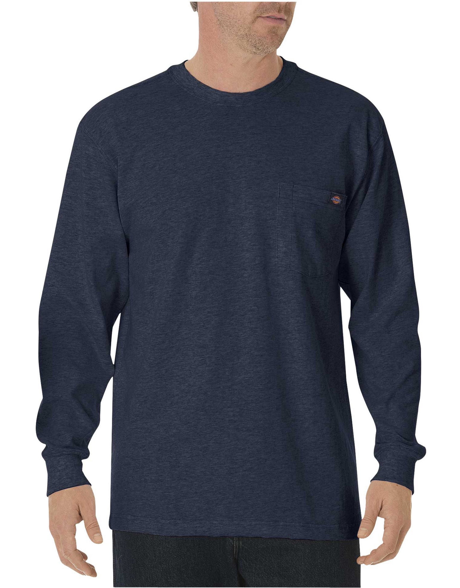 Dickies Mens Long-Sleeve Heavyweight Crew-Neck T-Shirt, 4XT, Dark Navy