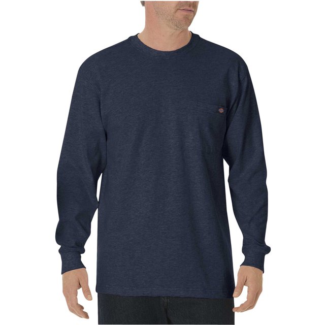 Dickies T-Shirt à Manches Longues pour Homme, Col Ras du Cou, Poids Lourd, 4XT, Bleu Marine Foncé