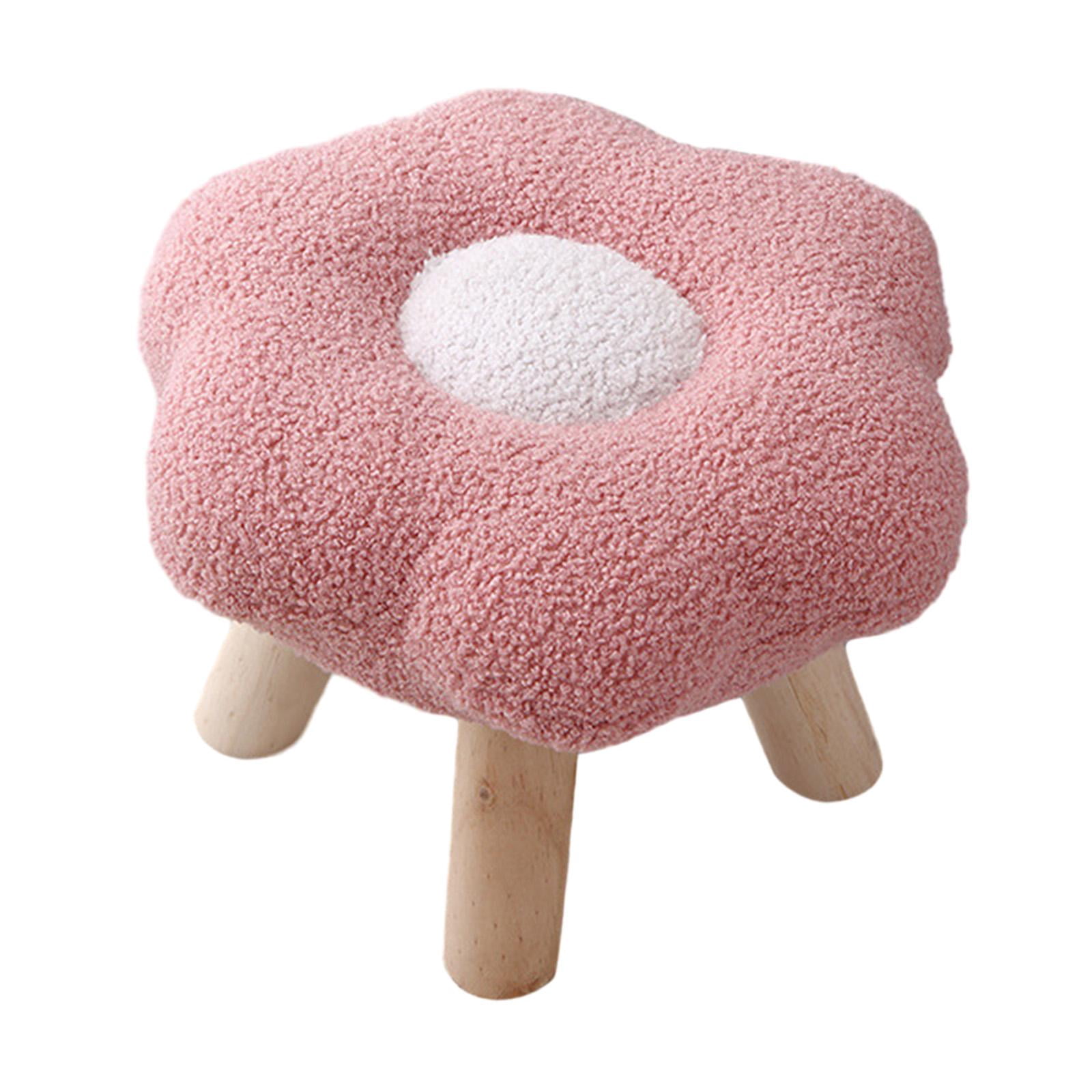Siruishop Small Foot Stool Change Shoe Stool Soft Sofa Stool for Bedside Porch Bedroom Pink