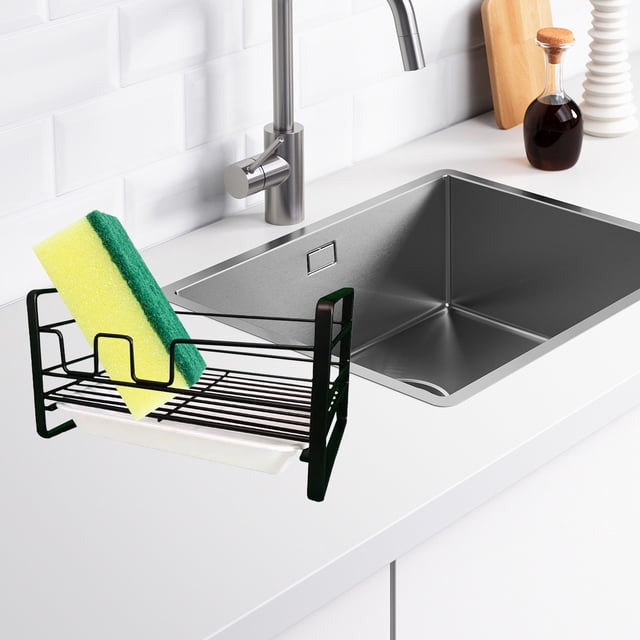 Dvkptbk Storage Rack Kitchen Sponge Draining Rack Household Sink Countertop Shelf Steel Wire Ball Soap Storage Shelf Storage & Organization