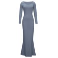 thumbnail image 3 of EQWLJWE Robes Moulantes pour Femmes Élégantes Col Rond Ajusté Manches Longues Aguichant sous-Couche Robe Nuisette, 3 of 6