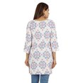 thumbnail image 4 of Moomaya Femmes Tops Rayonne Bloc Imprimé Tunique 3/4 Manches Tunique Blouse d'Été, 4 of 8