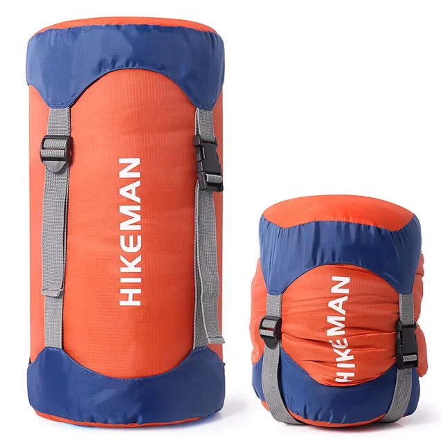 AIGIA Sac de Compression Nylon Sac de Compression Sac de Compression Sac de Couchage Sac de Rangement Sacs de Sport avec Rabat Anti-Poussière pour Sac à Dos, Randonnée, Camping, Voyage Bleu/orange