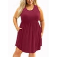 thumbnail image 2 of Jovati Robe Décontractée Sans Manches à Col Rond Longueur Genou pour Femmes, Couleur Unie, Poches, Mélange Polyester-Spandex, Grande Taille TG–XXXXXL, Printemps Été, 2 of 5