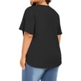 thumbnail image 4 of Frostluinai Women's Tops Plus Size Ruffle Short Sleeve Tunic Shirts V Neck Pleated Tshirts Solid Color Flowy Blouses Lightweight Going Out Tees, 4 of 7