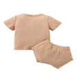 thumbnail image 3 of Baby Solid Color Clothes Set  Short Sleeve O-neck T-shirt with Pocket + Short Pants for Summer, 3 of 7