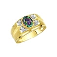 thumbnail image 3 of RYLOS Men's Rings 14K Yellow Gold Rings Classic Designer Style 8X6MM Oval Gemstone &  Diamond Ring Alexandrite June Birthstone Rings For Men Size 13, 3 of 7