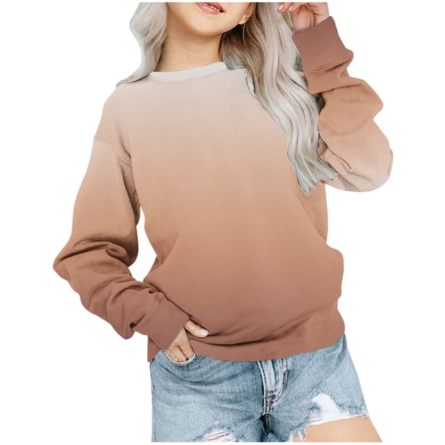 Yuyuzo Chandails en Molleton pour Filles Col Rond Manches Longues Décontracté Confortable Bloc de Couleur Pull d'Automne