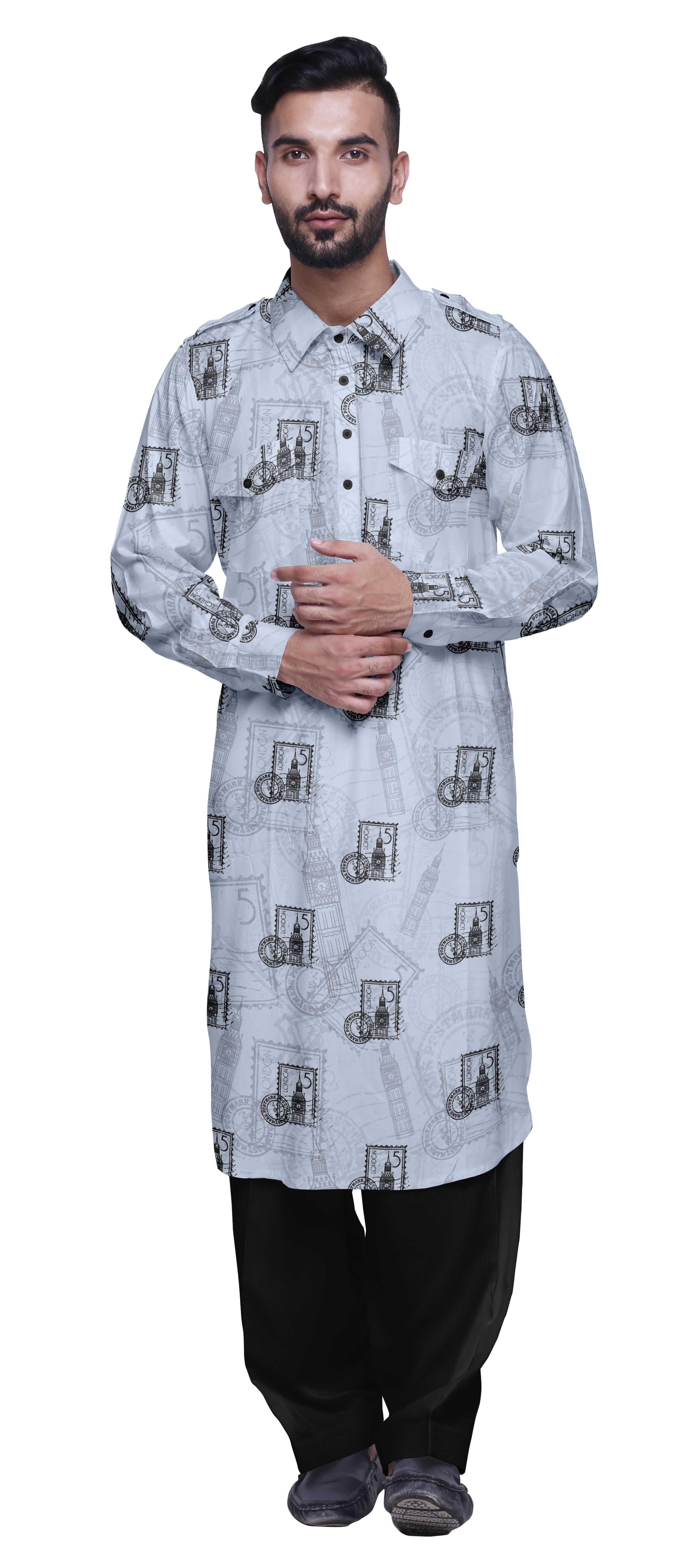 Atasi Classic Collar Long Sleeve Mens Pathani Kurta Salwar Wedding Kurta Set