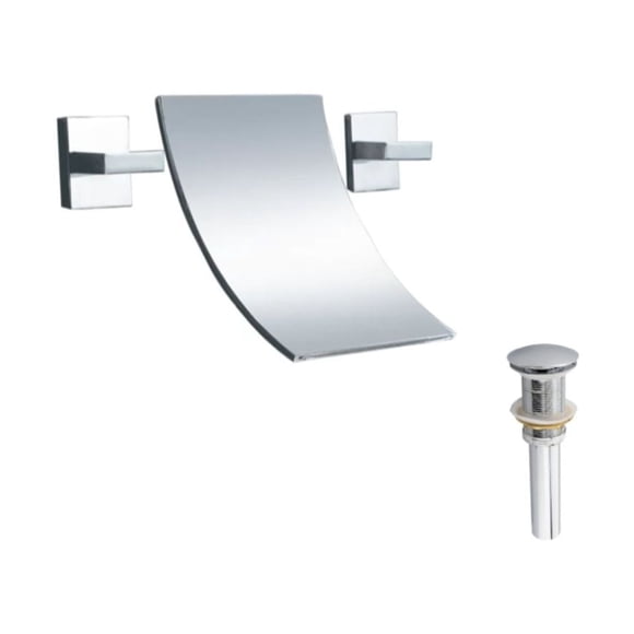 DROP Bath and Kitchen DR091447 Robinet pour lavabo de salle de bain avec forme unique en couleur chrome de la série Waterfall - comprend un drain sans trop-plein.