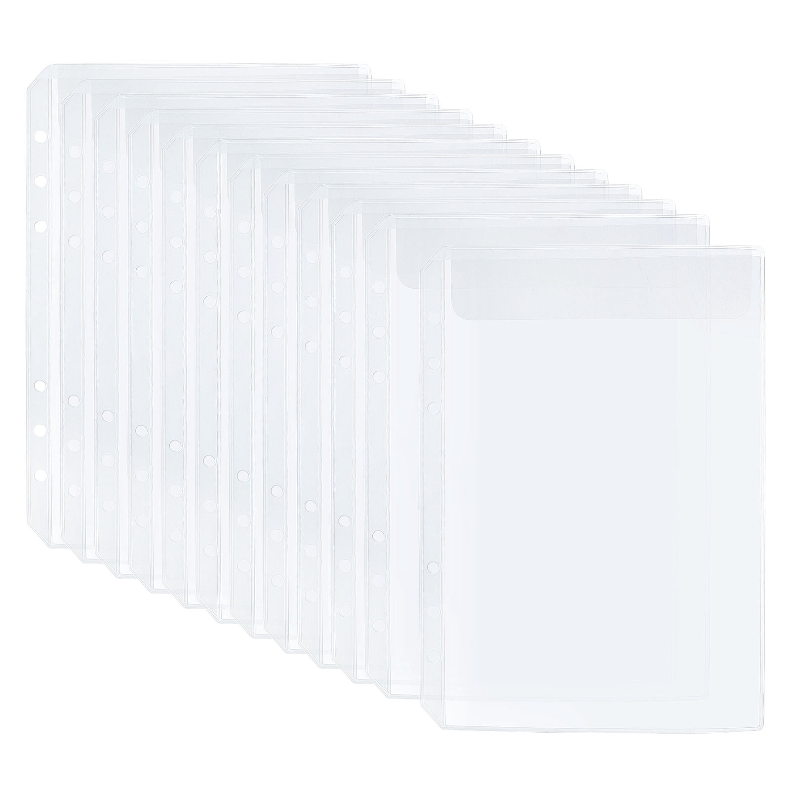 Unique Bargains A5 Binder Single Pocket, 12 Pack PVC Zipper 6 Holes Binder Pouch for 6-Ring Notebook Binder, Clear