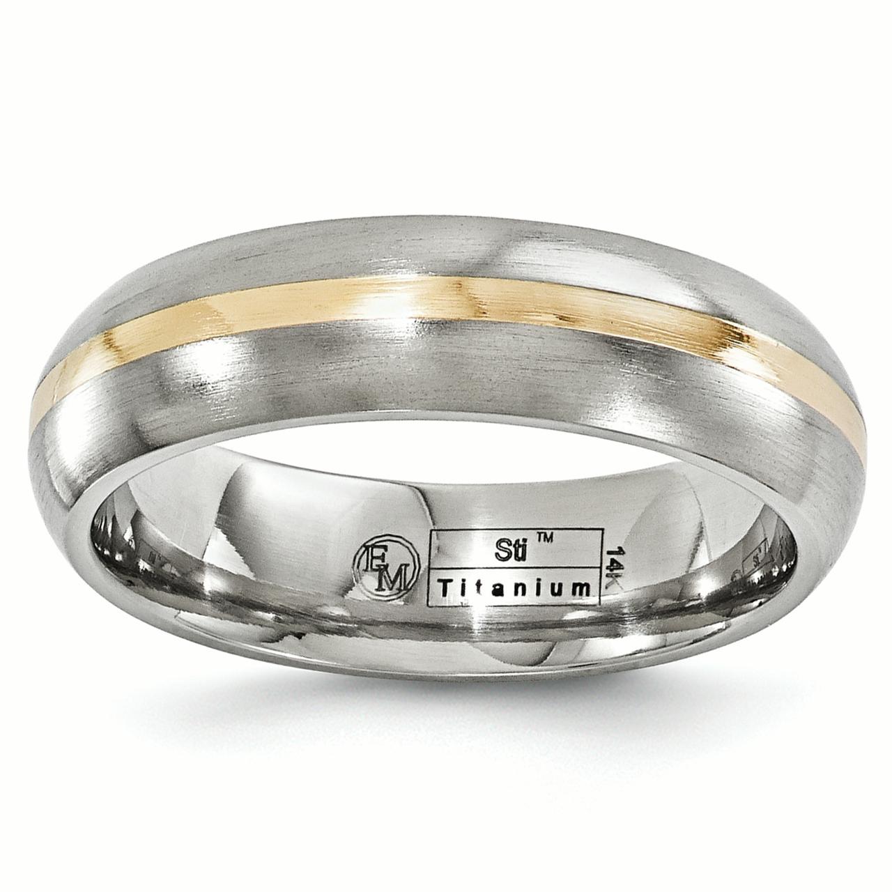 Edward Mirell Titanium and 14K Yellow Brushed 6mm Band Size 11.5