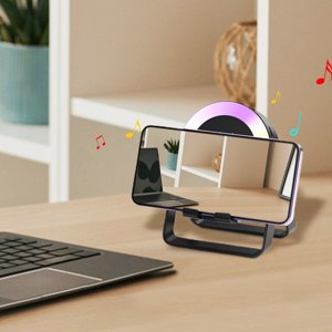 Birdeem Speakers Bluetooth Wireless, Bluetooth Speakers with Lights, 2025 Style Color - Changing Led Sensor Bluetooth Speaker with Desktop Phone Stand Minibass - Boosting Bluetooth Speaker