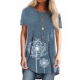 thumbnail image 2 of yingyy T-shirt pour Femme Imprimé Blouse Décontractée à Manches Courtes Col Rond Haut, Bleu, P Bleu m, 2 of 5
