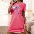 thumbnail image 2 of Mrat Pyjama d'Été pour Femmes, Chemise de Nuit Courte Surdimensionnée pour Femmes, Mode, Imprimé sur la Poitrine, Robe de Nuit à Manches Courtes, P-91 Rose Vif TTG, 2 of 7